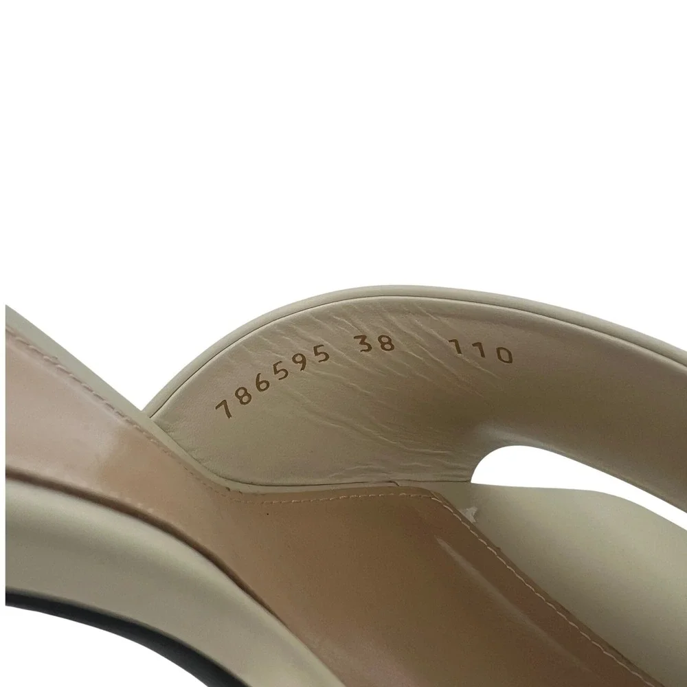 Gucci Signoria Slide Sandals White Leather Chain Heels Size 38